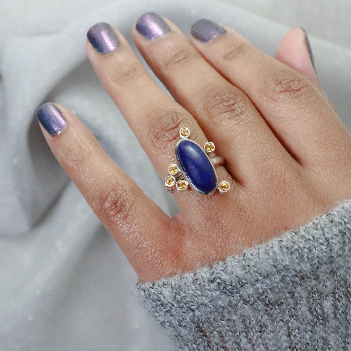 Lapis Lazuli & Citrine Sterling Silver Ring