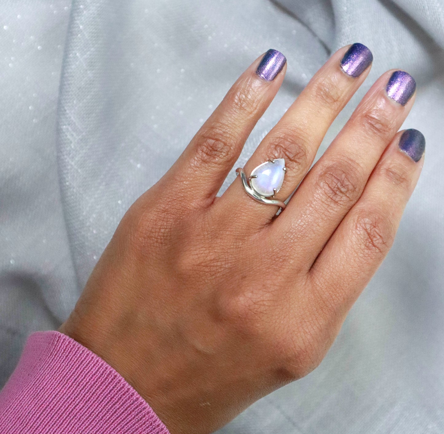 Moonstone Pear Wave Ring