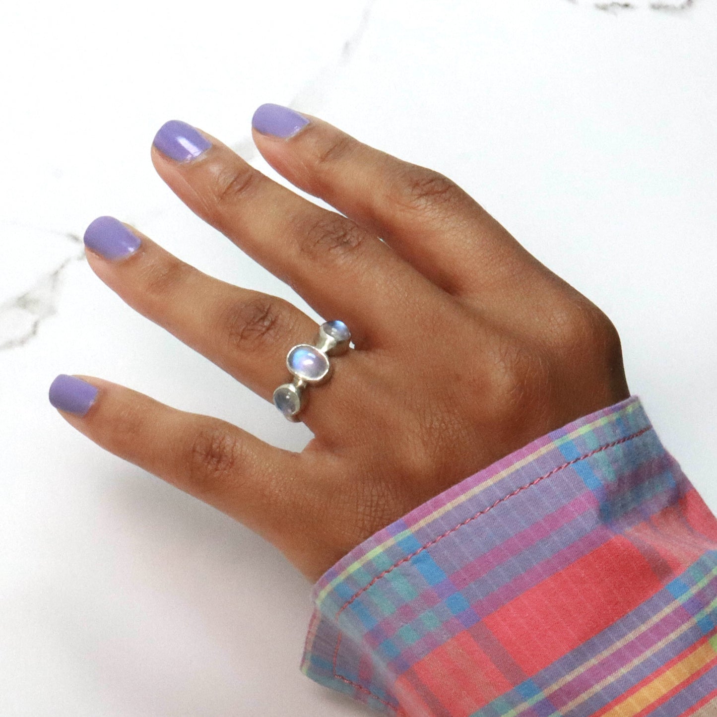 Moonstone Trio Sterling Silver Ring