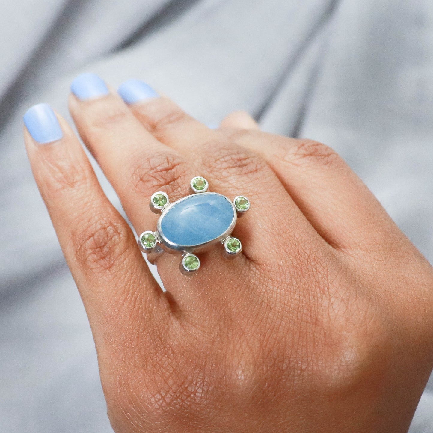 Aquamarine & Peridot Ring