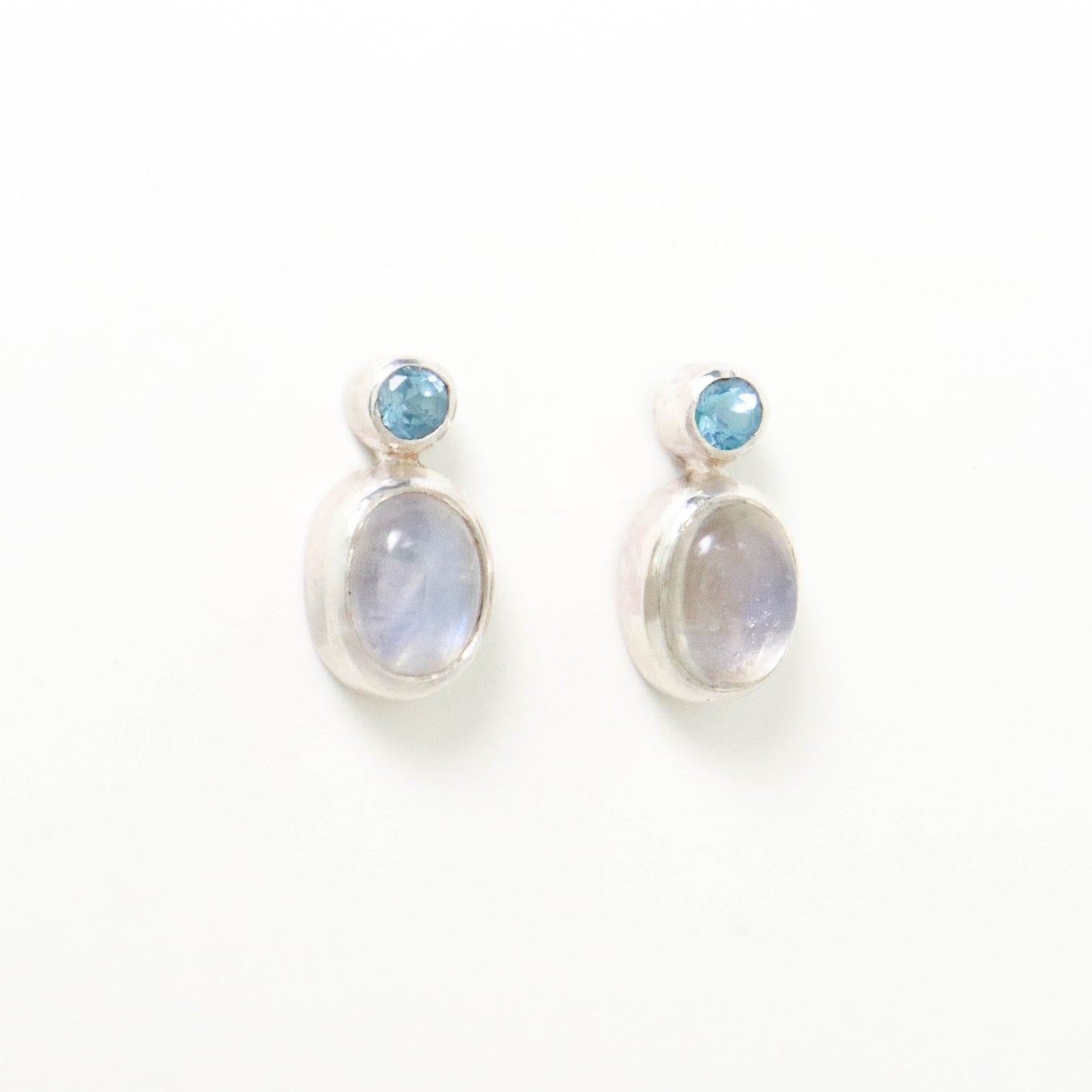 Dynamic Duo- Moonstone & Blue Topaz Earrings