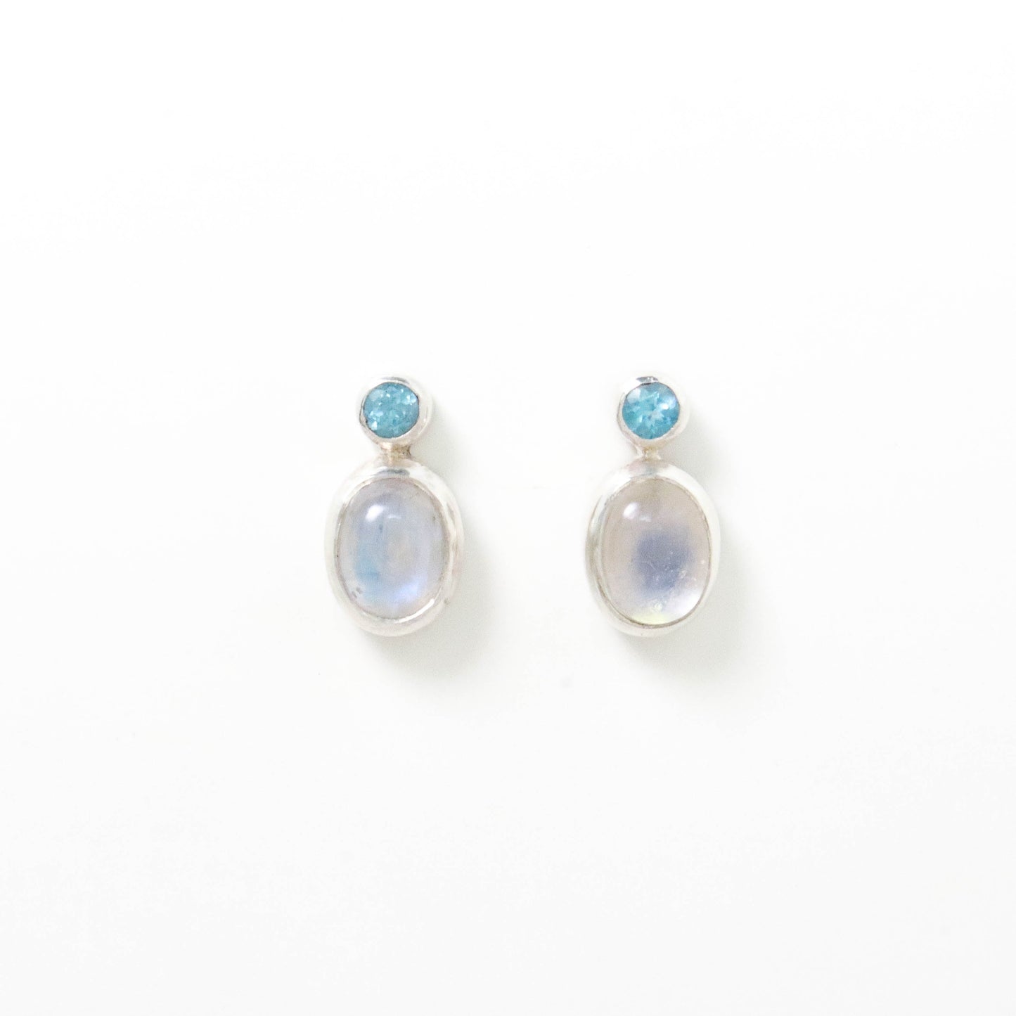 Dynamic Duo- Moonstone & Blue Topaz Earrings