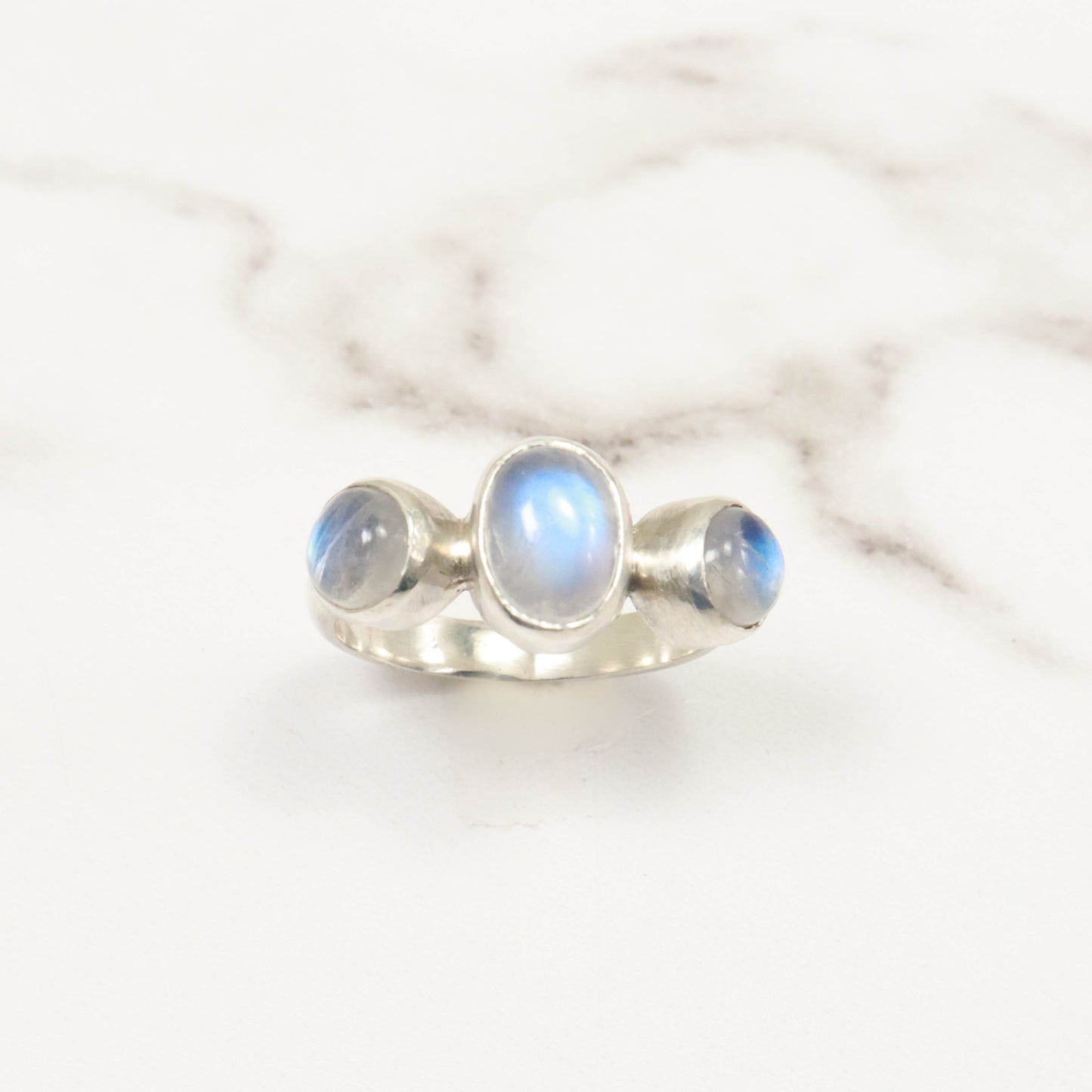 Moonstone Trio Sterling Silver Ring