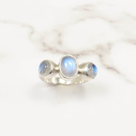 Moonstone Trio Sterling Silver Ring