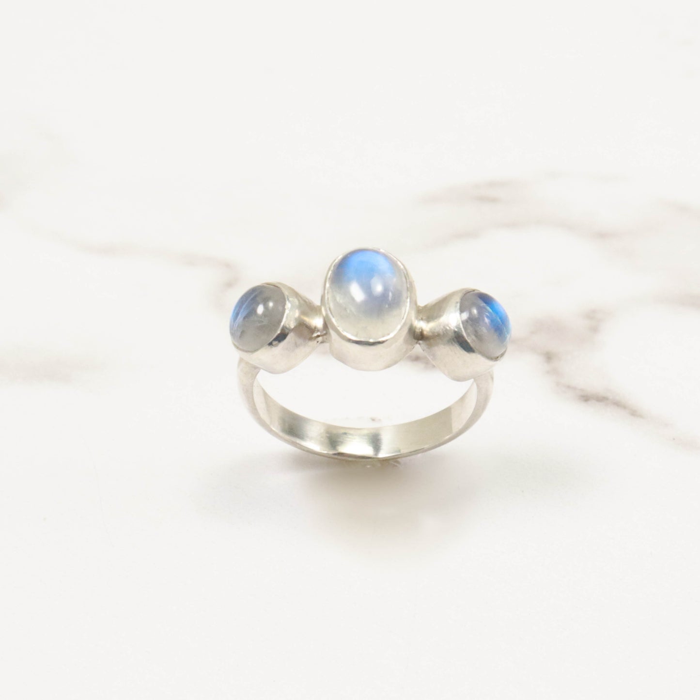 Moonstone Trio Sterling Silver Ring
