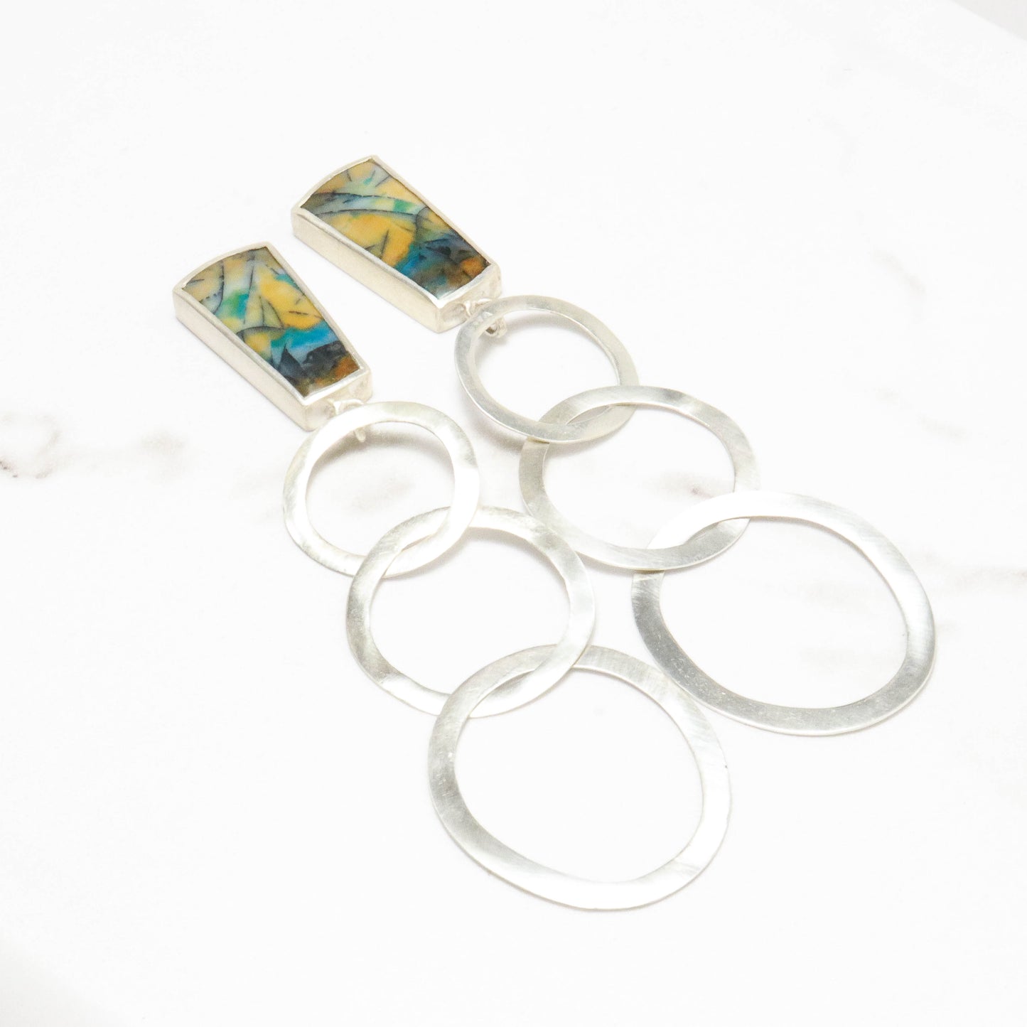 Opalized & Sterling Silver Dangle Earrings