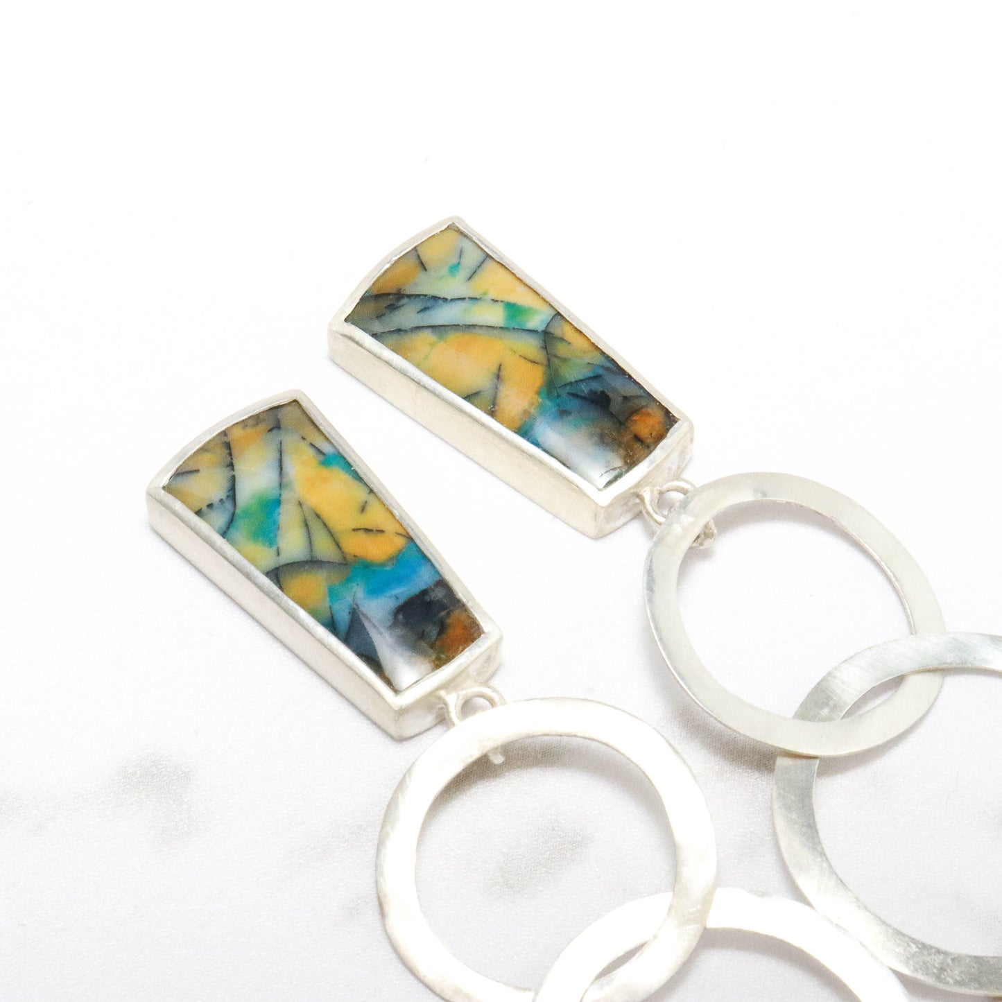 Opalized & Sterling Silver Dangle Earrings