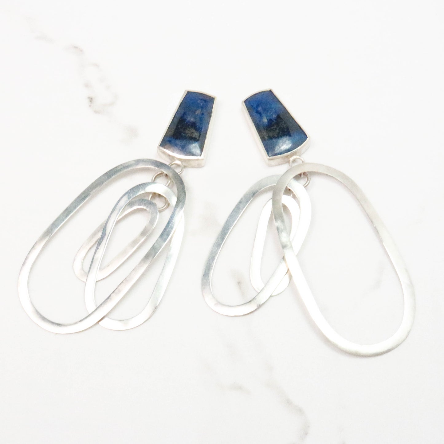 Opalized & Silver Link Earrings