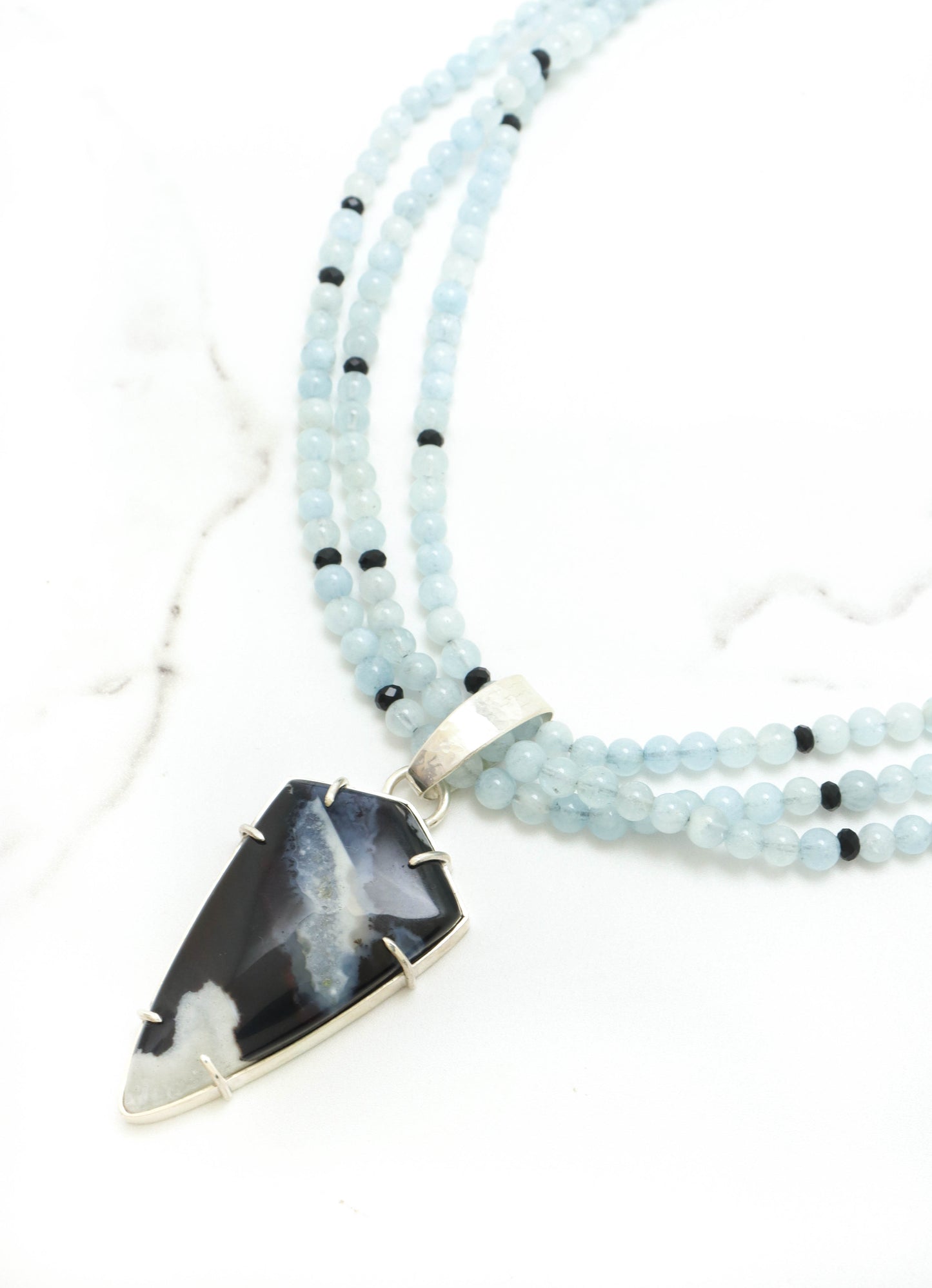 Aquamarine & Agate Pendant Necklace