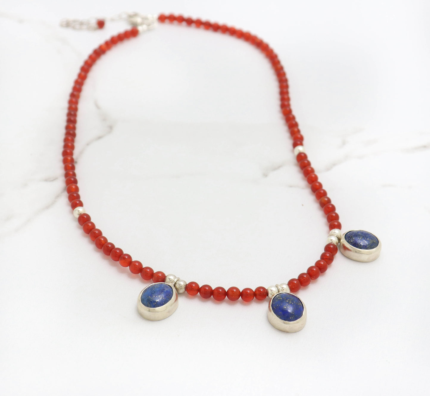 Carnelian Bead & Lapis Lazuli Pendant Necklace