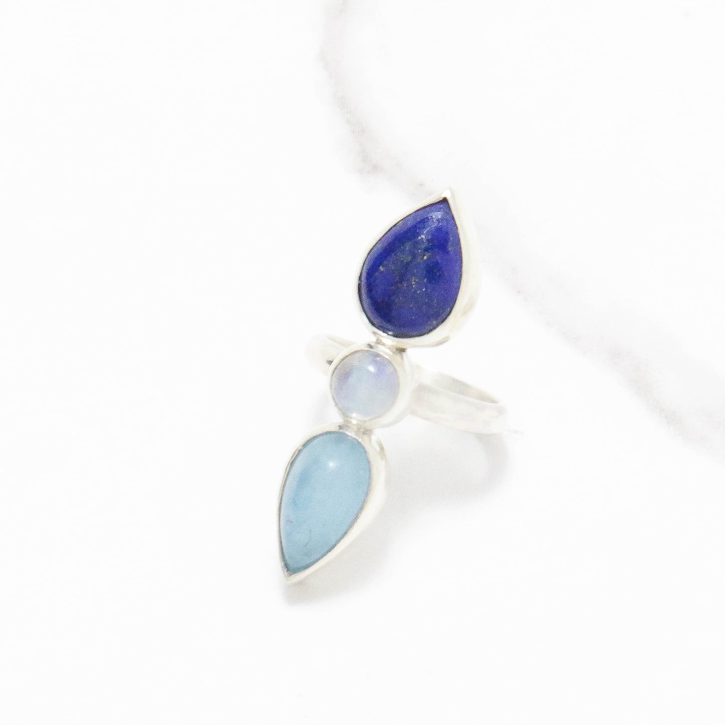Lapis, Moonstone, & Aquamarine Ring
