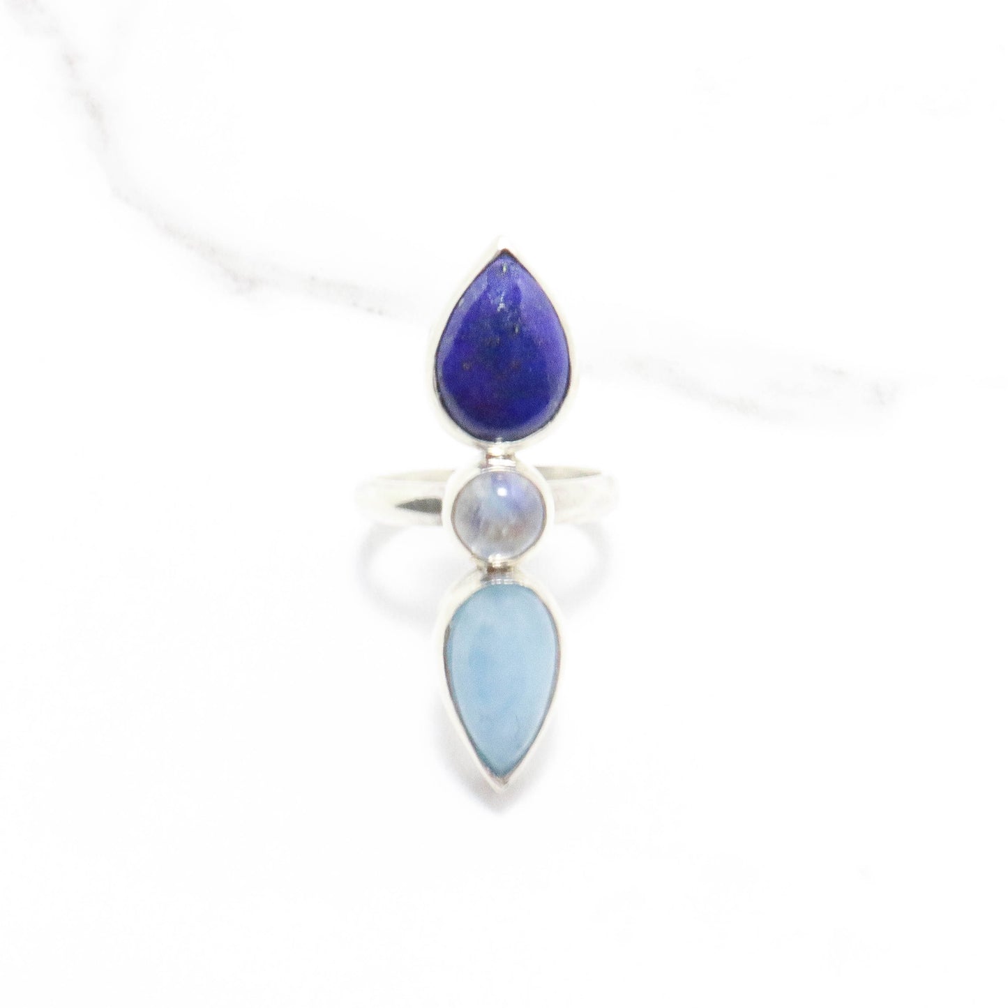 Lapis, Moonstone, & Aquamarine Ring