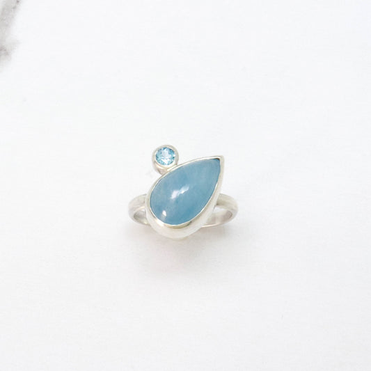 Handmade High end jewelry, Handmade Aquamarine Ring, Alternative Engagement Ring, One-of- a Kind