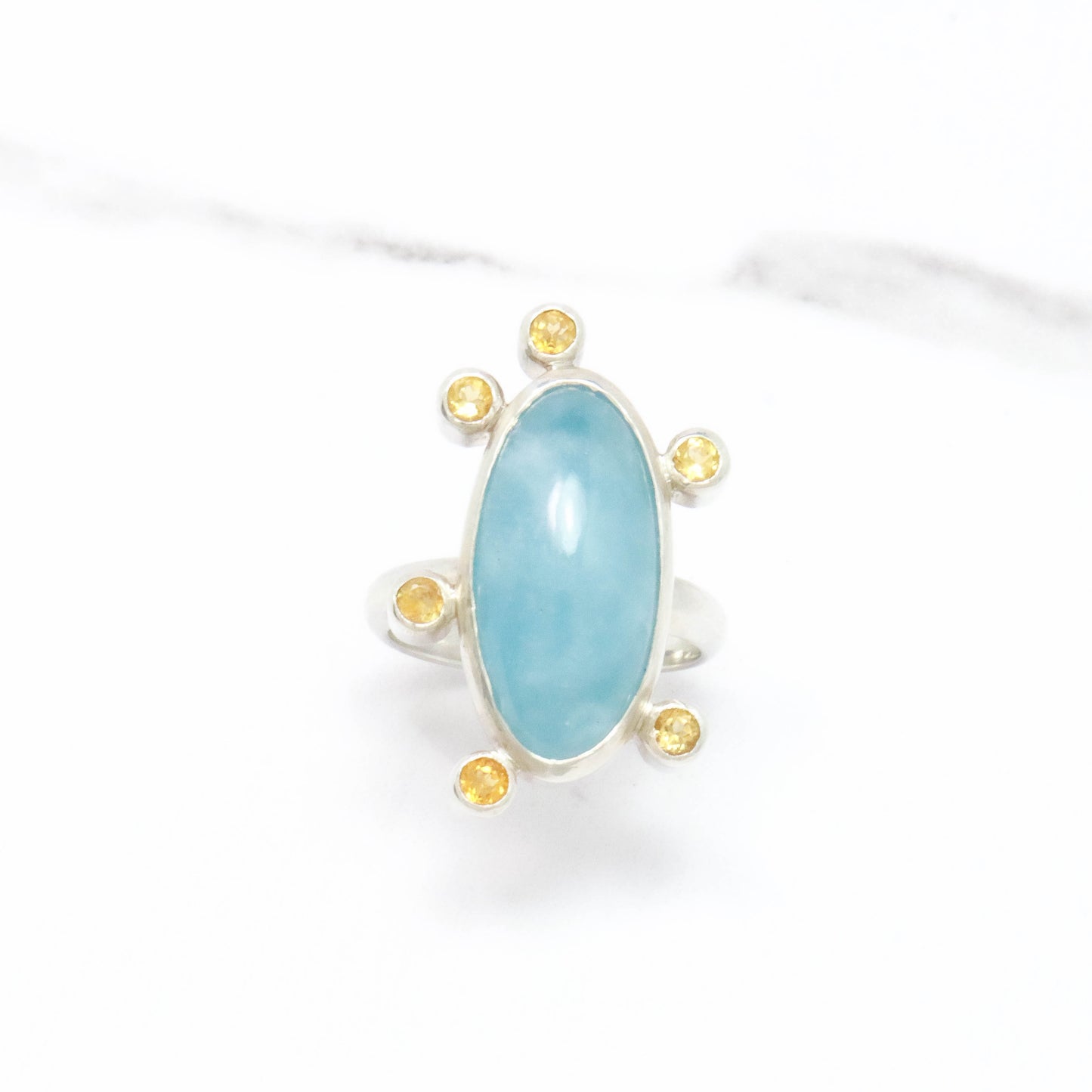 Aquamarine Blue and Yellow Ring, Valeria Antoinette jewelry