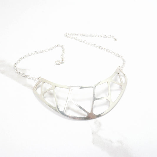 abstract cage choker collar, cut out cage, open work necklace