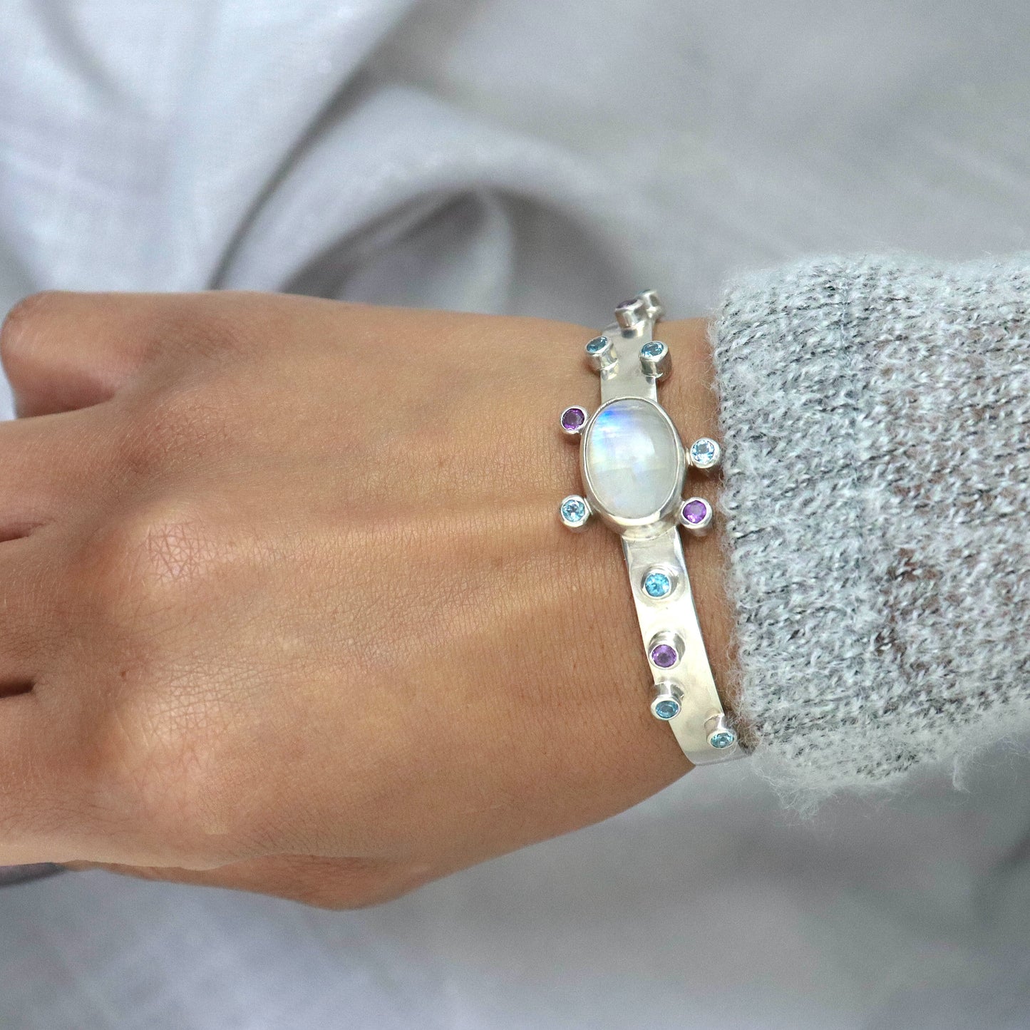 Rainbow Moonstone & Multi Gemstone Bracelet