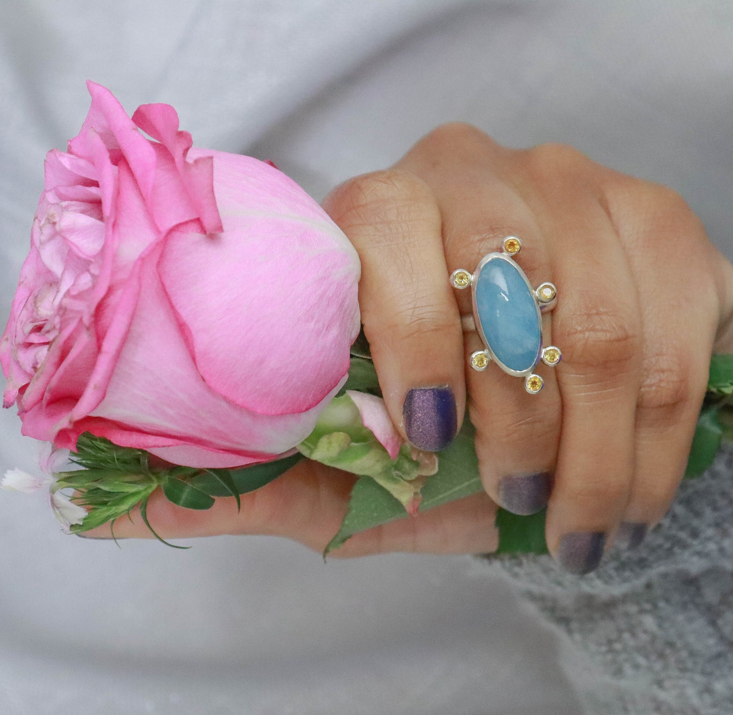 Aquamarine & Citrine Ring