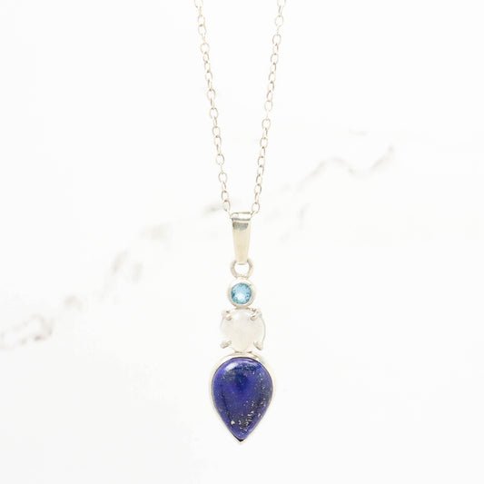 Lapis, Moonstone, & Blue Topaz Necklace