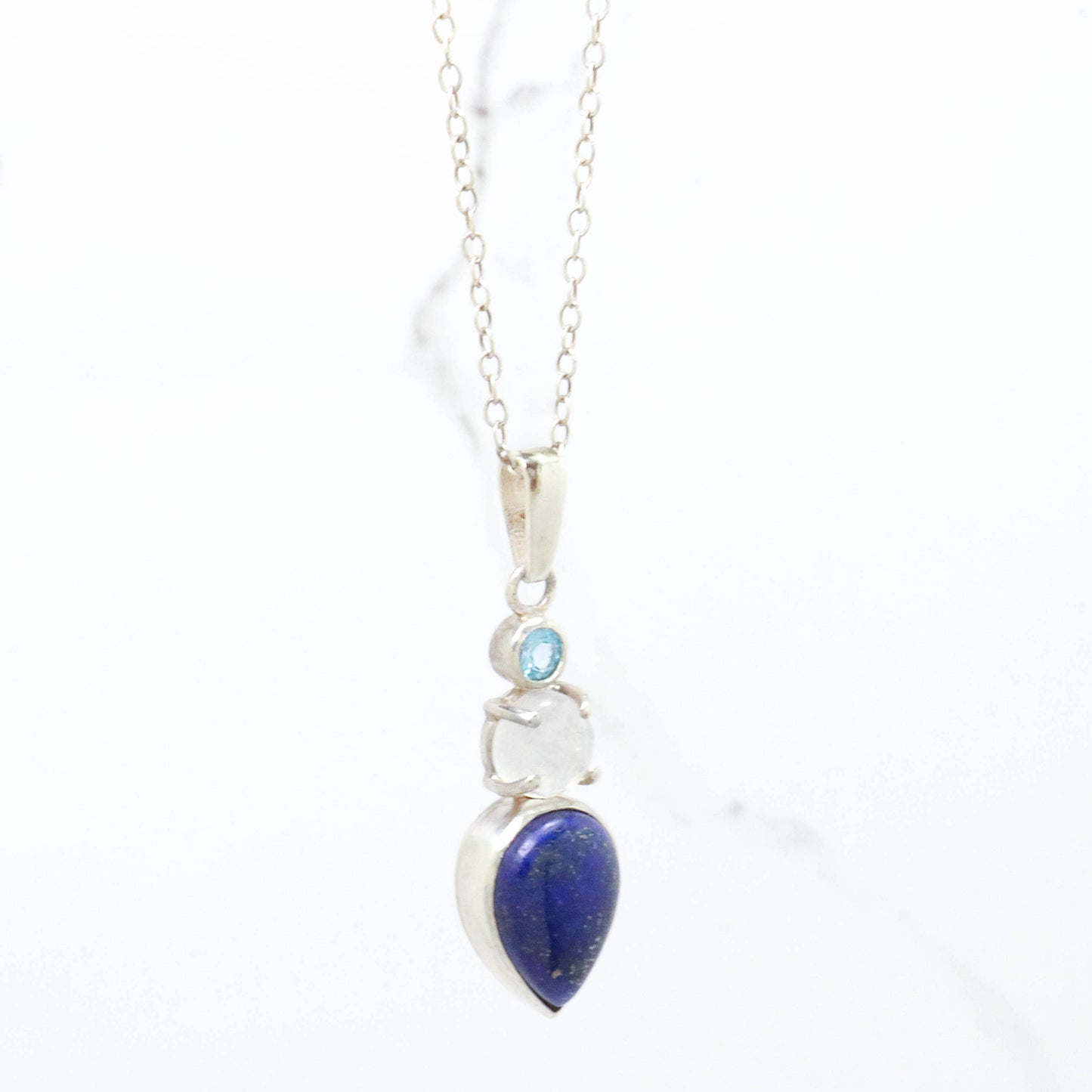 Lapis, Moonstone, & Blue Topaz Necklace