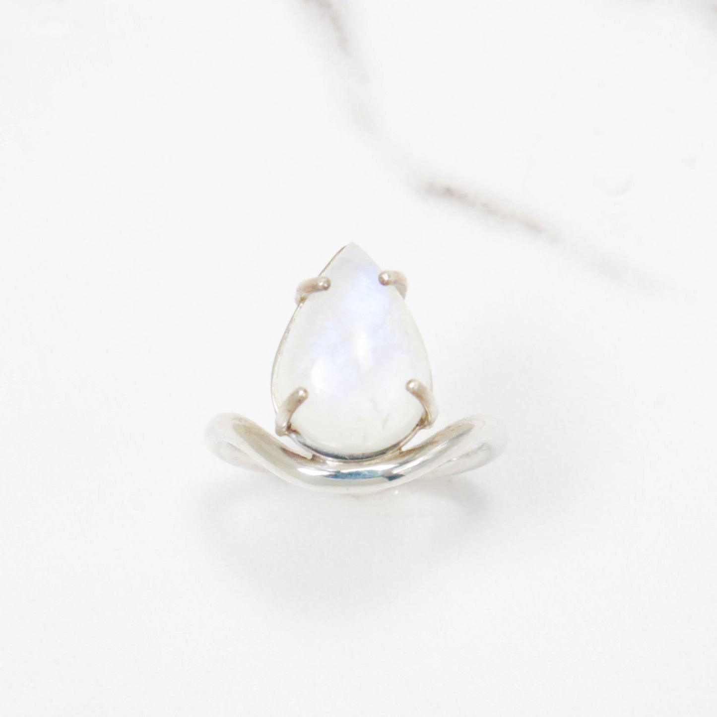 Moonstone Pear Wave Ring