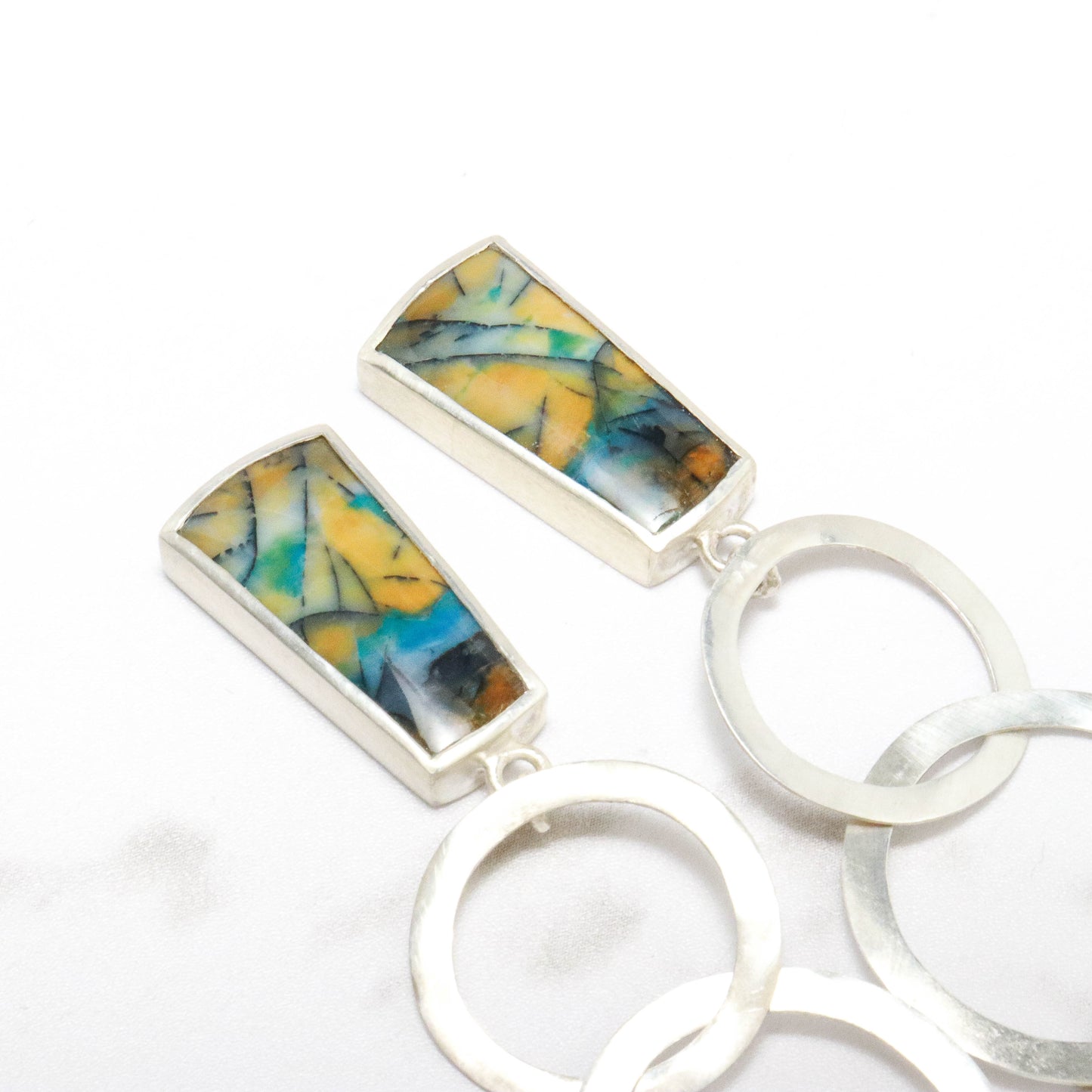 Opalized & Sterling Silver  Dangle Earrings