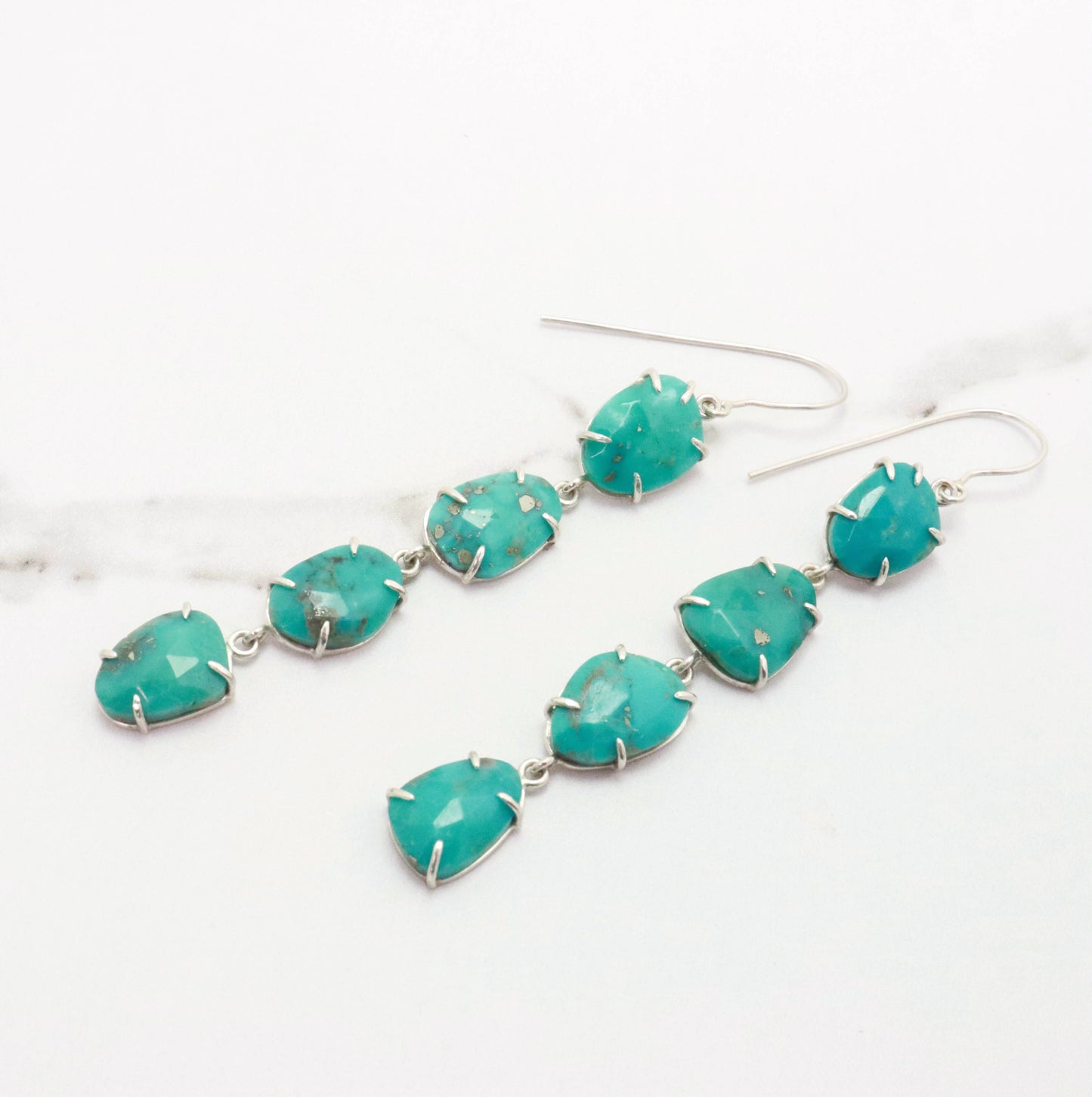 Turquoise Rosecut Facet Dangle Earrings