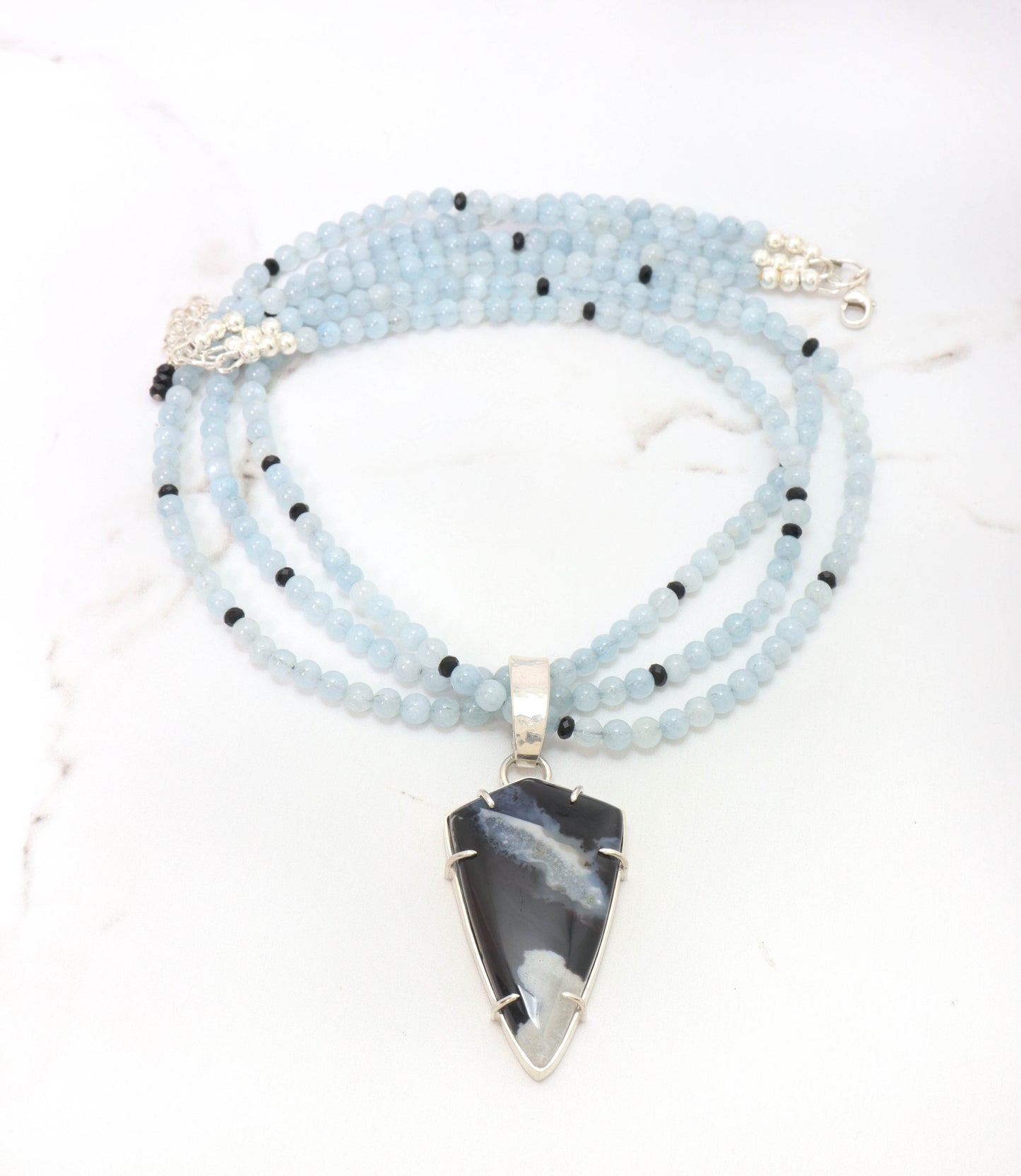 Aquamarine & Agate Pendant Necklace
