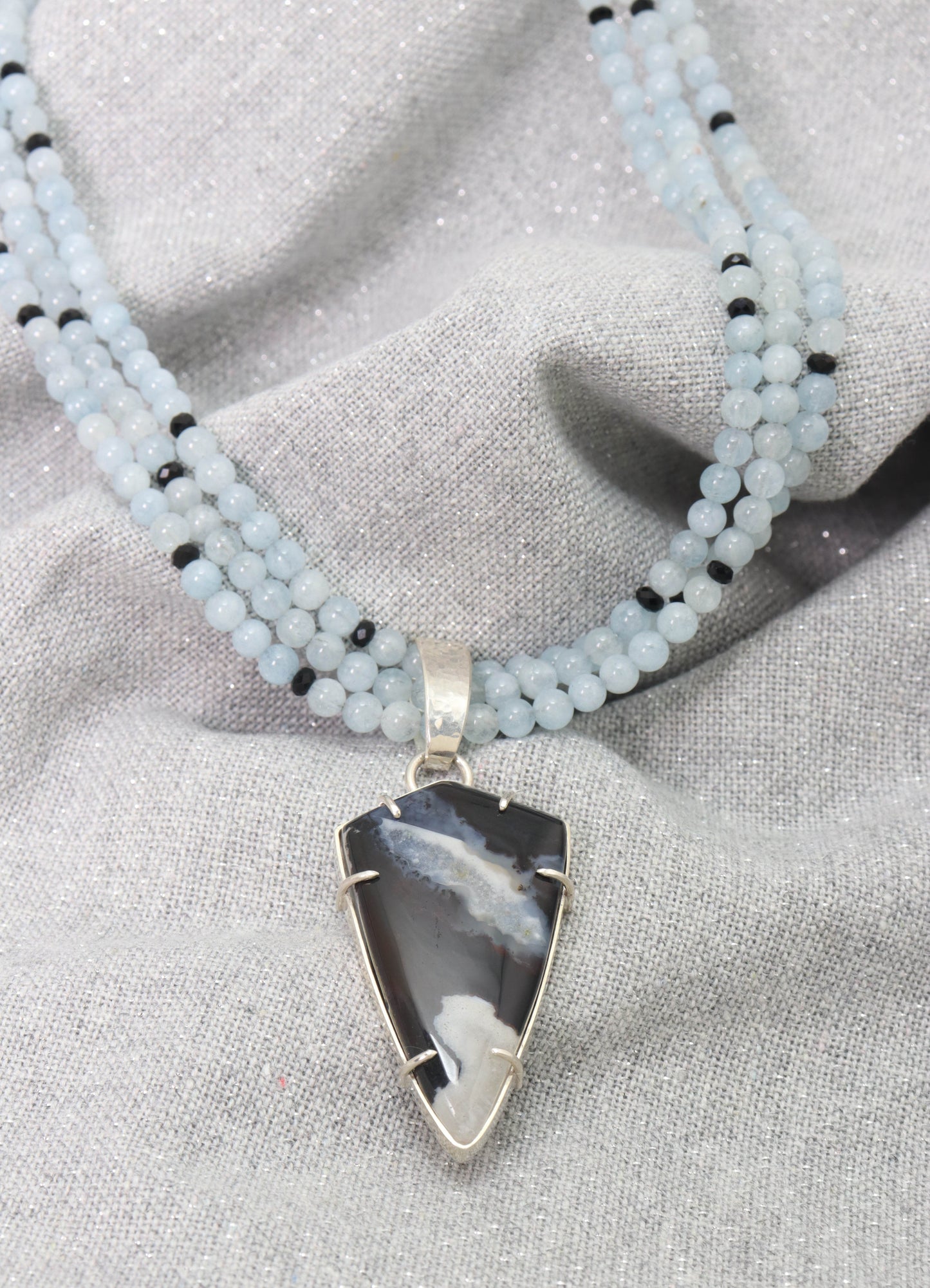 Aquamarine & Agate Pendant Necklace