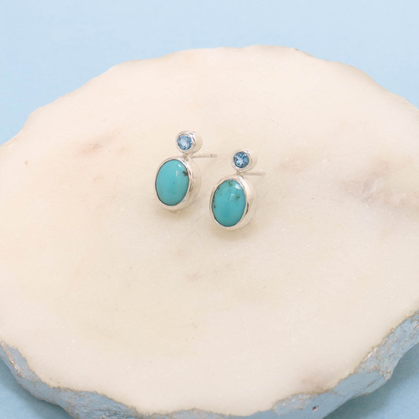 Turquoise & Blue Topaz Earrings