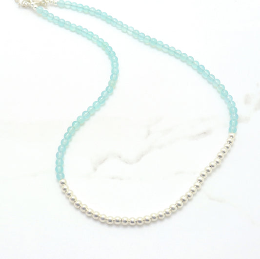 Silver and Chalcedony Single Strand Necklace