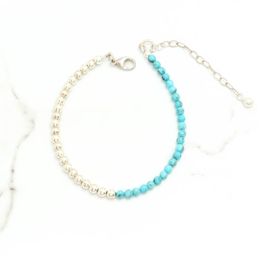 Sterling Silver and Turquoise Bead Bracelet