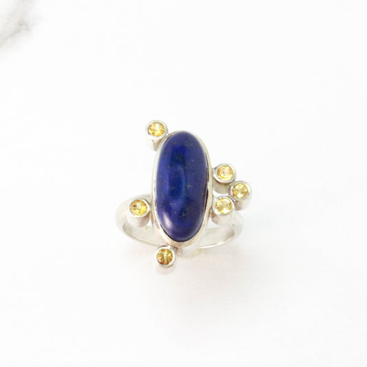 Lapis Lazuli & Citrine Sterling Silver Ring